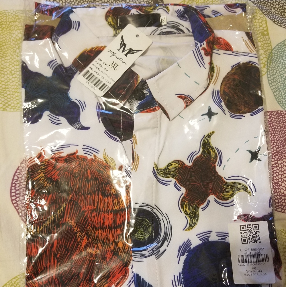 Abstract Space 3XL Short-Sleeved Button-Up